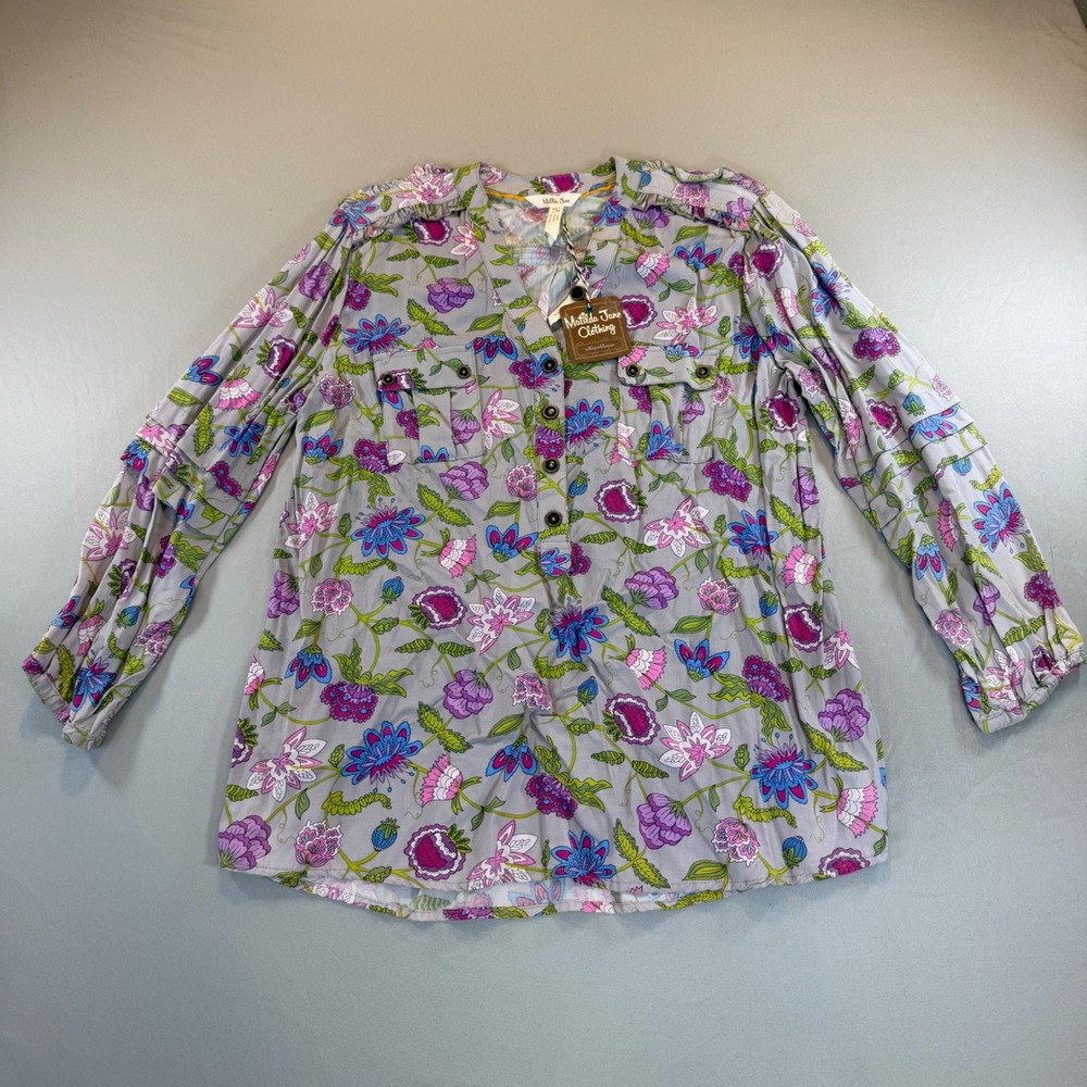 Matilda Jane Floral Shirt Rayon Boho Whimsical Romantic Artsy Peasant S NEW